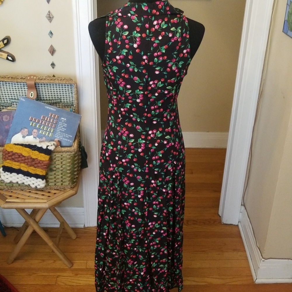 VTG Bobbie Bee Cherry Tie Maxi Dress - Picture 8 of 8